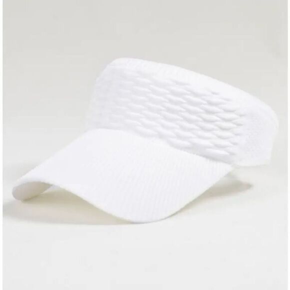 NWT Gorgeous White Knit Visor Elastic Sun Hat UV Protection - Picture 1 of 9